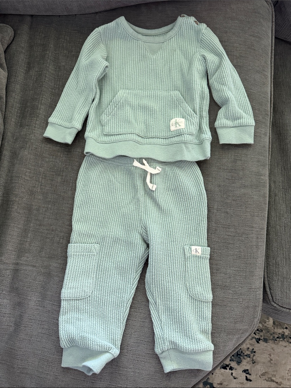Calvin Klein Waffle Knit Matching Sweatshirt & Joggers